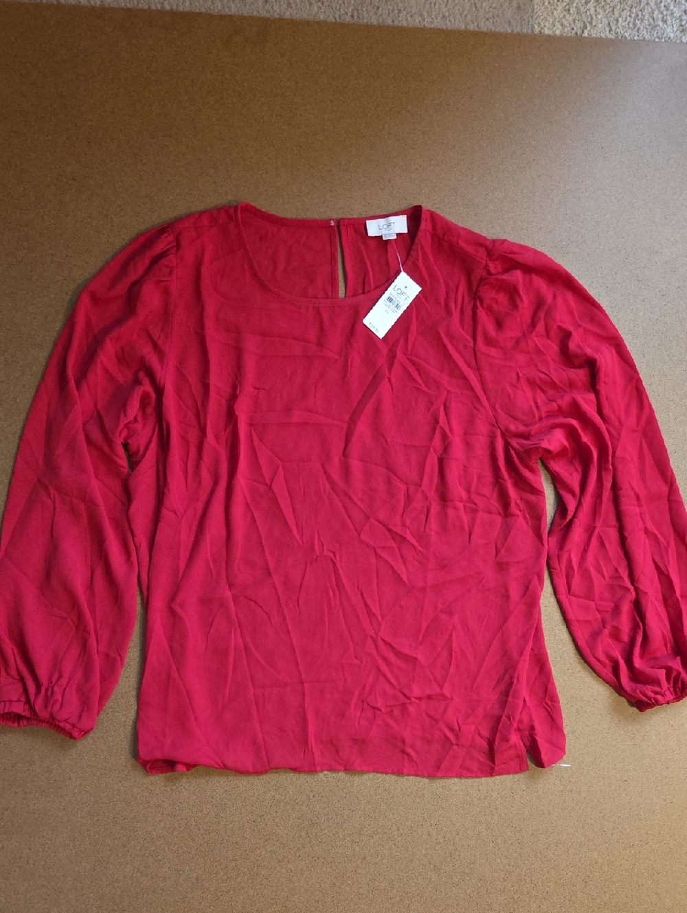 LOFT Bright Red Scoop Neck Blouse